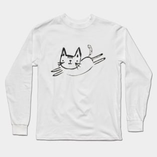 Leaping Watercolour Cat Long Sleeve T-Shirt